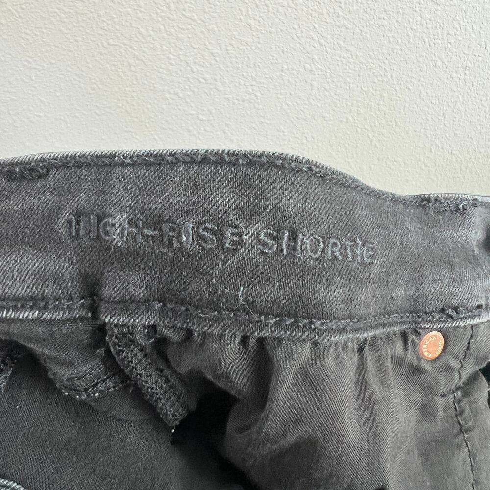 American Eagle High Rise Shortie Shorts Women's 00 Black Distressed Cut Off - Picture 5 of 5